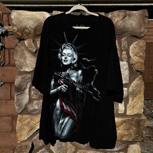 Vintage OG Abel T-shirt Marilyn Monroe As Lady Liberty Holding Shotgun 4XL Y2K